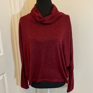 Poof Loose Fitting Cowl Neck Marled Sweater